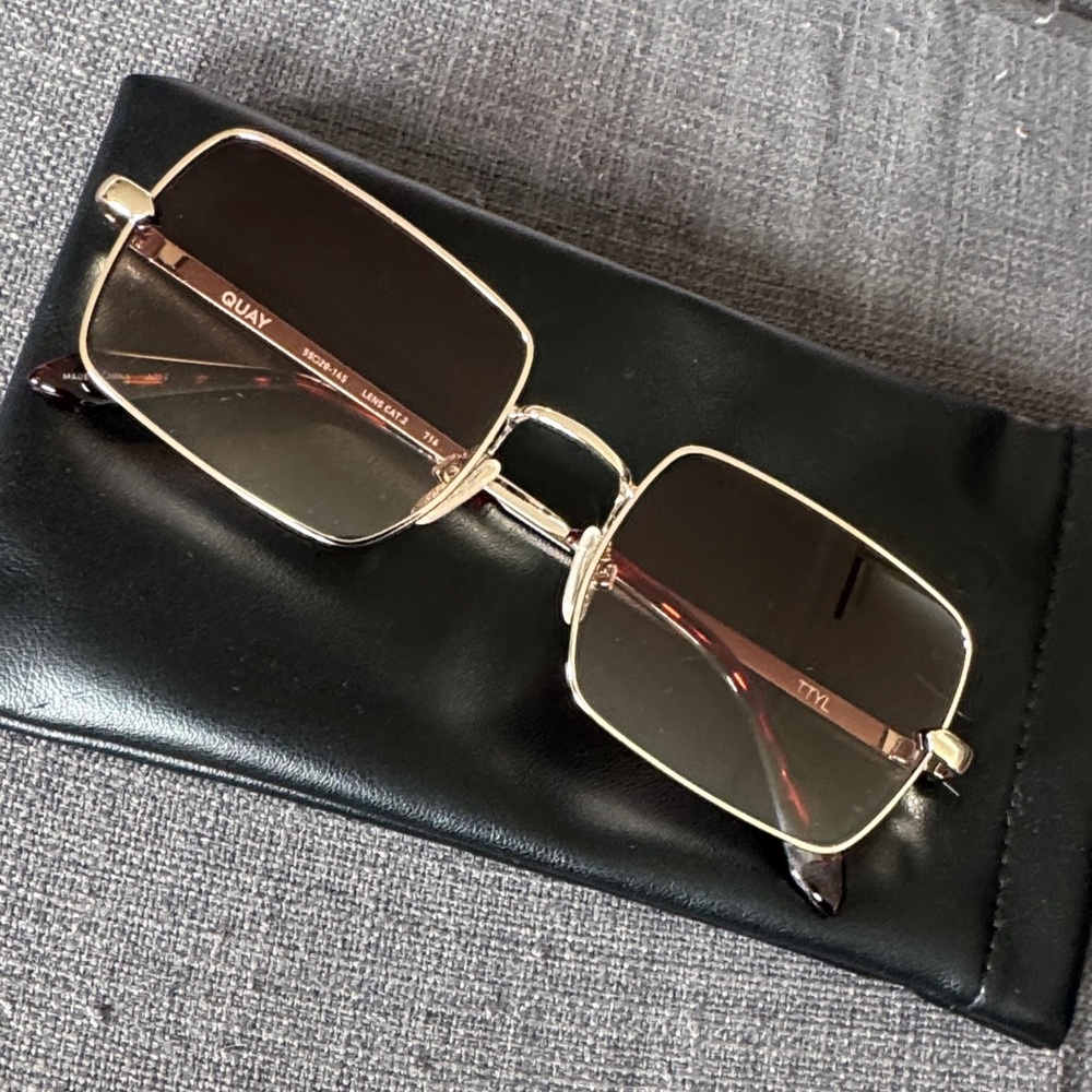 Quay Australia Gold Frame Sunglasses with Brown Lenses “TTYL”